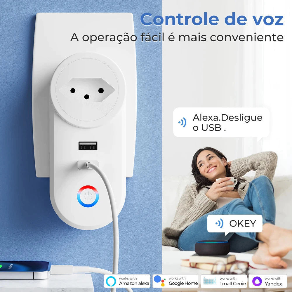 Tomada Inteligente Wi-Fi – Controle por Voz Alexa e Google